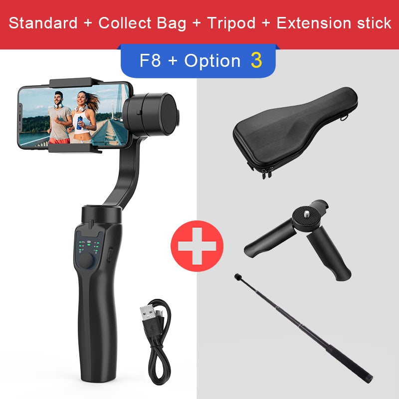 AXNEN F8 3-Achsen Handheld Gimbal Telefonstabilisator, Smartphone-Stativ / Handyhalter für iPhone Android Mobile