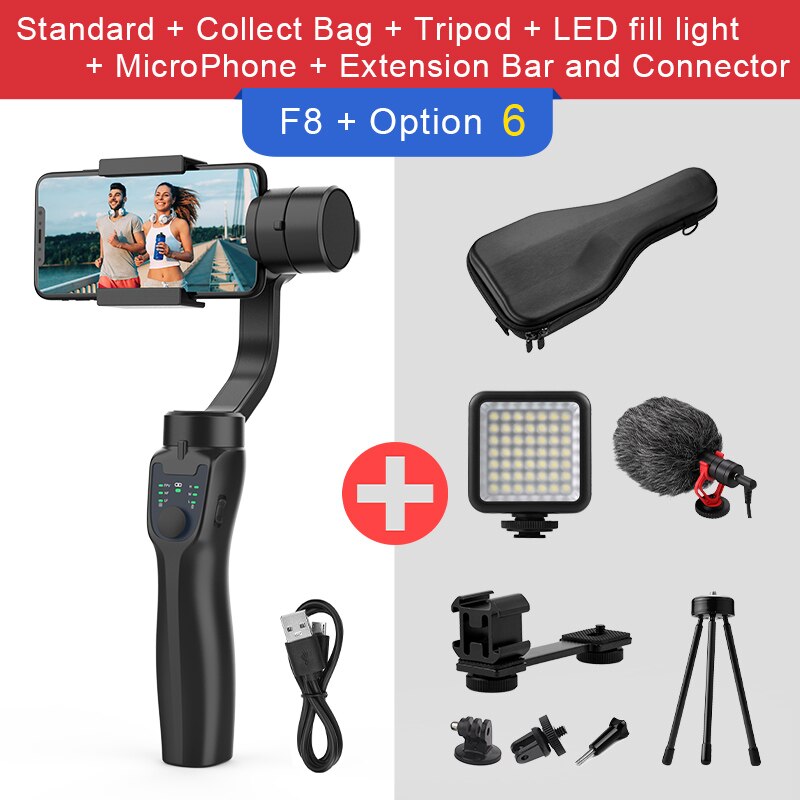 AXNEN F8 3-Achsen Handheld Gimbal Telefonstabilisator, Smartphone-Stativ / Handyhalter für iPhone Android Mobile
