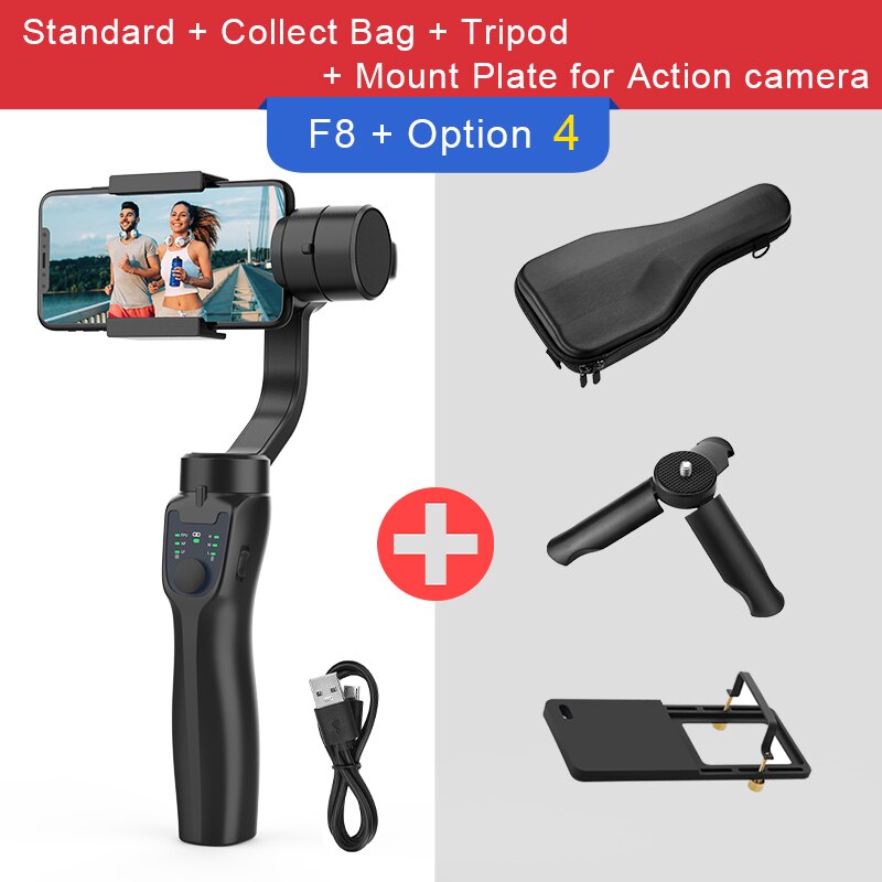 AXNEN F8 3-Achsen Handheld Gimbal Telefonstabilisator, Smartphone-Stativ / Handyhalter für iPhone Android Mobile