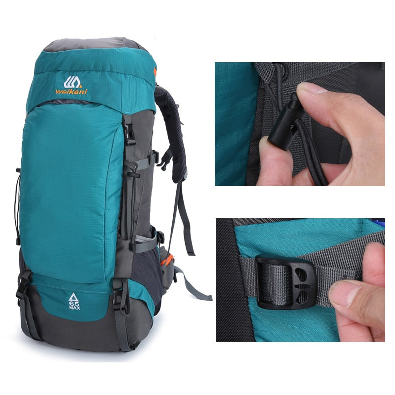 65L Camping Rücksack Große Kapazität, Outdoor Wasserdichte Rücksachtasche für Bergsteiger