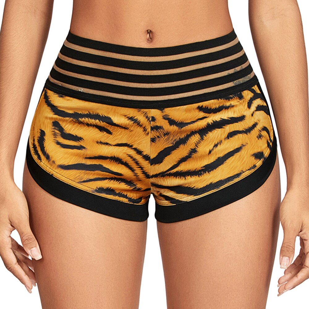Tier Gedruckt Damen Fitness Shorts, Atmungsaktive weibliche Jogging Kleidung