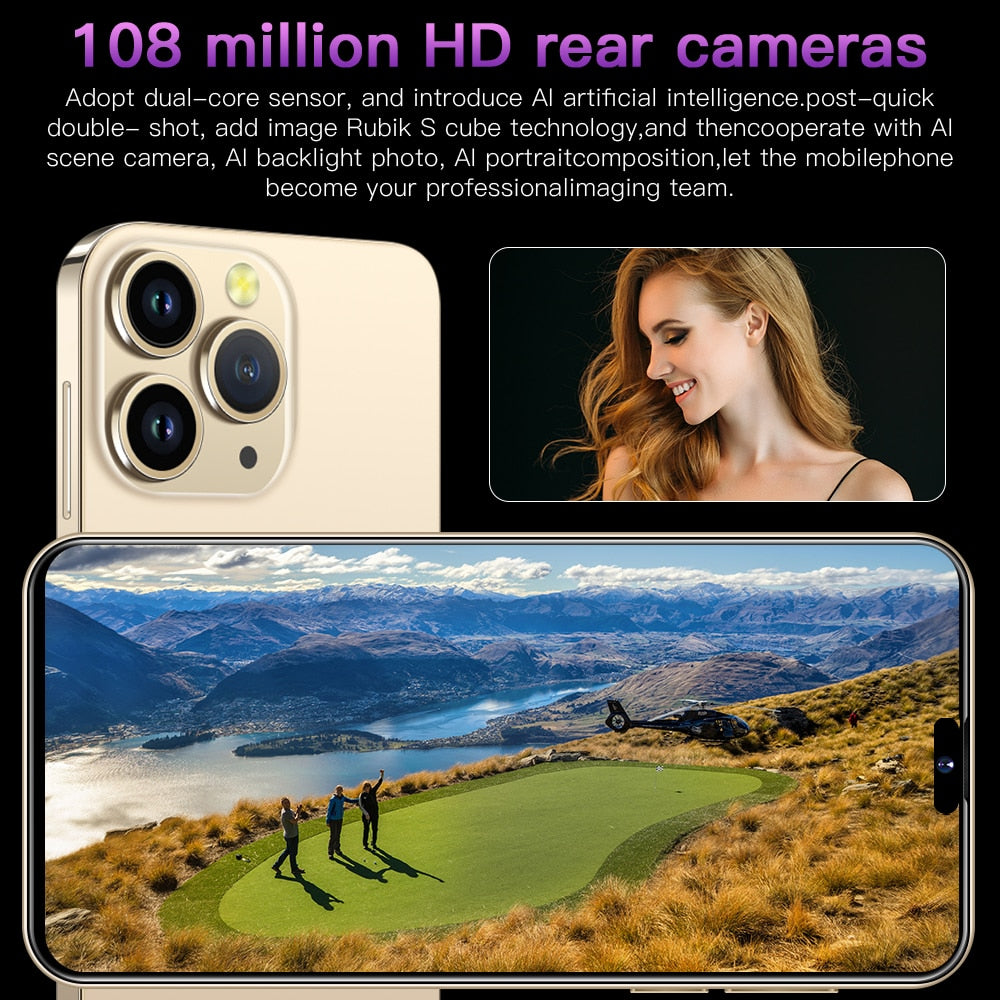 Neues i15 Pro Max Android 2023 Original-Smartphone, HD-Vollbild 16 GB + 1 TB Mobiltelefone entsperrte globale Version 4G / 5G-Handy