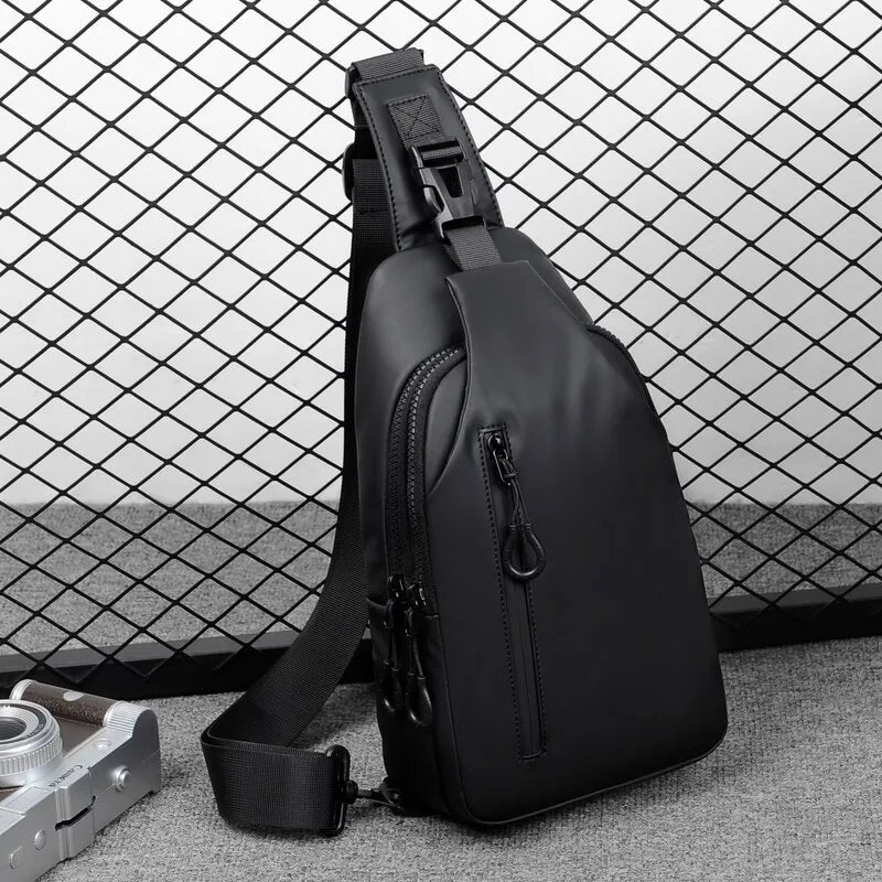 1 Herren-Umhängetasche mit großer Kapazität für Pendler mit USB-Aufladung, multifunktionale Brusttasche, modisch, einfach & leicht