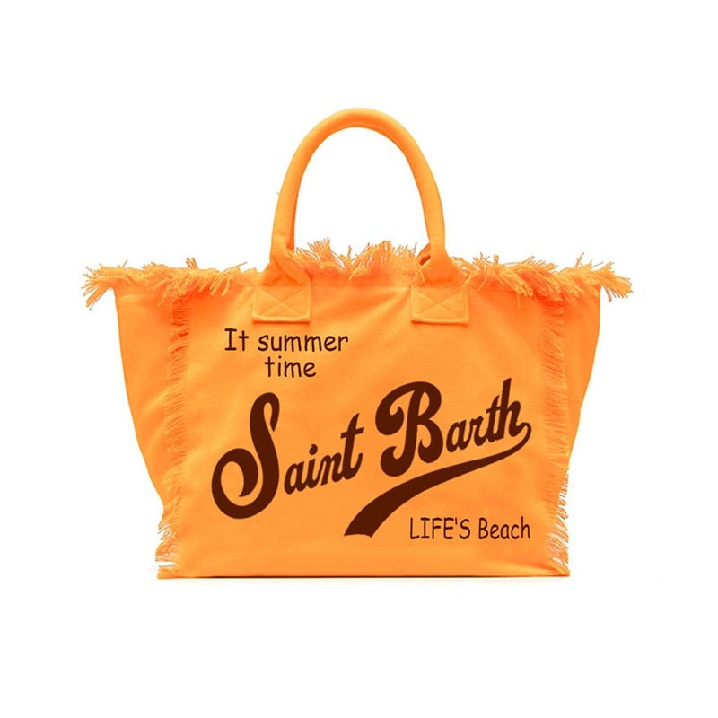 Saint Barth Gedruckte Damen Handtasche, Gedruckte Reisetasche Große Kapazität, Design Sommer Freizeit-Urlaub Quaste