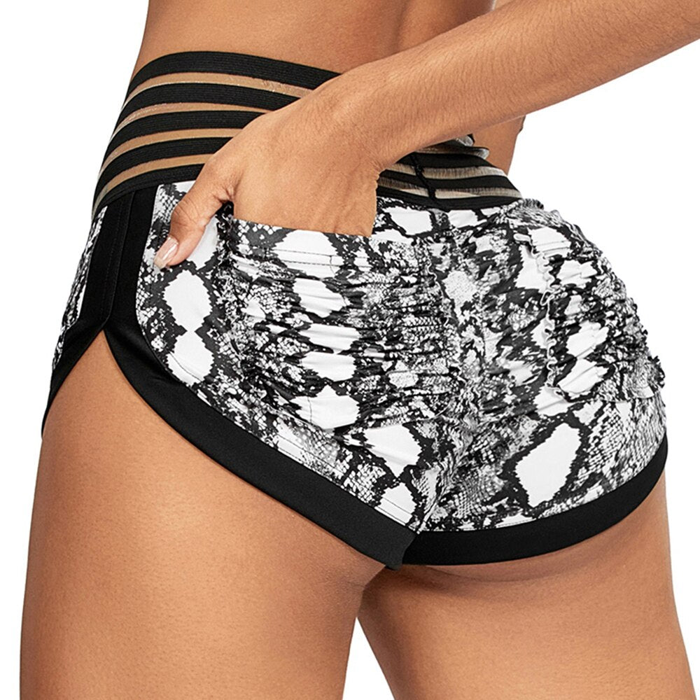 Tier Gedruckt Damen Fitness Shorts, Atmungsaktive weibliche Jogging Kleidung