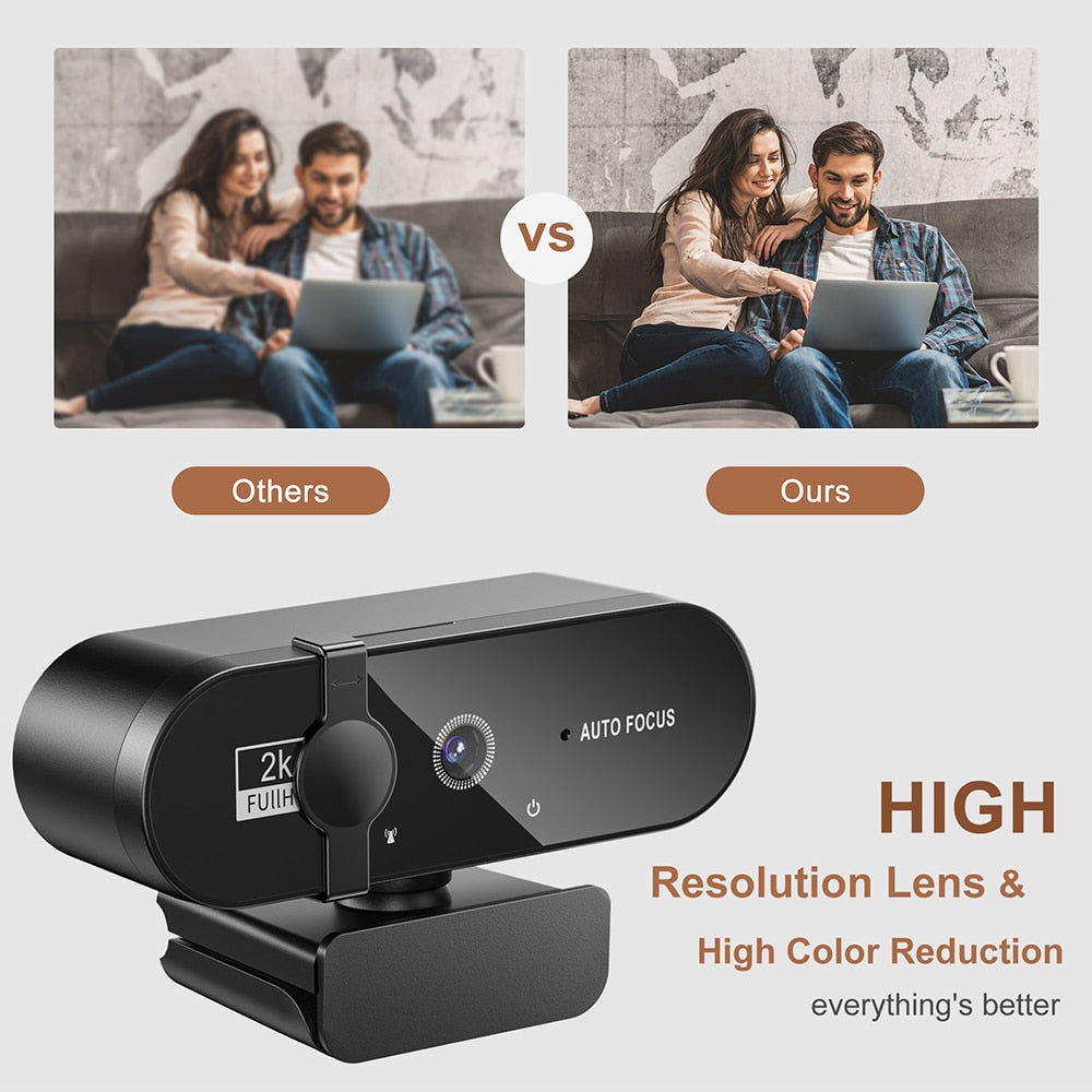 Webcam 4K 1080P Mini Kamera 2K Full HD, Webcam mit Mikrofon 15-30fps USB, Web Cam für Youtube PC Laptop Videoaufnahme Kamera