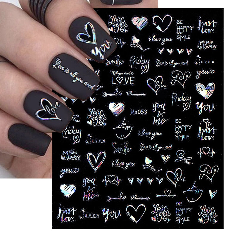 1PCS 3D Nagelzubehör, Maniküre-Nagelteile, Nageldekoration mit Liebes-Herz Aufkleber