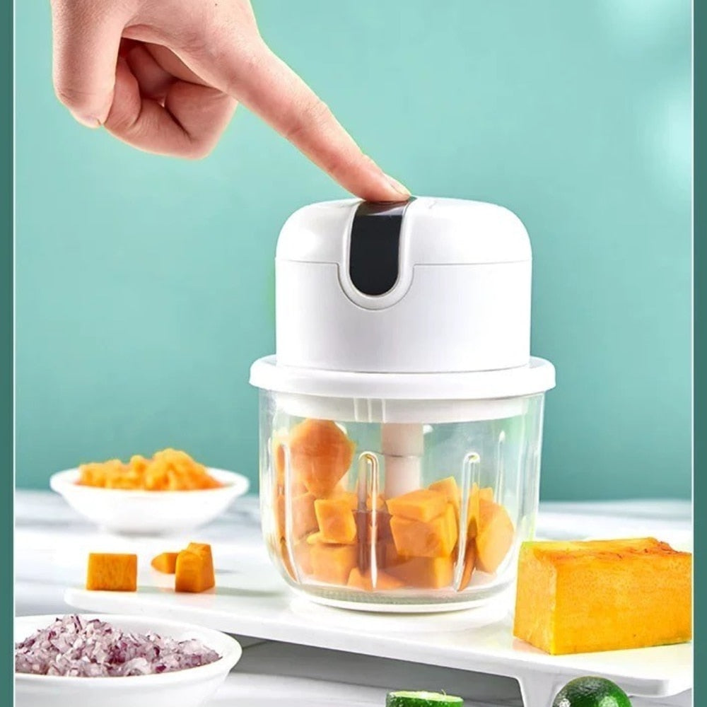 Elektrischer Knoblauchstampfer, Tragbarer Zerkleinerer, Multifunktions-Fleischwolf-Stampfermaschine, Mini-Knoblauch-Gemüsezerkleinerer mit USB-Aufladung