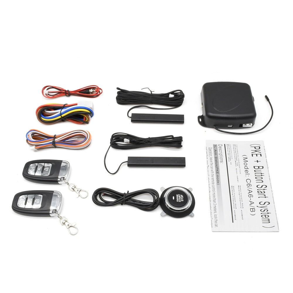 12V Universal Autoschlüsselloses Zugangssystem, Motor Start Alarm System Ein-Knopf Start/Stopp System, Fernstarter Stop