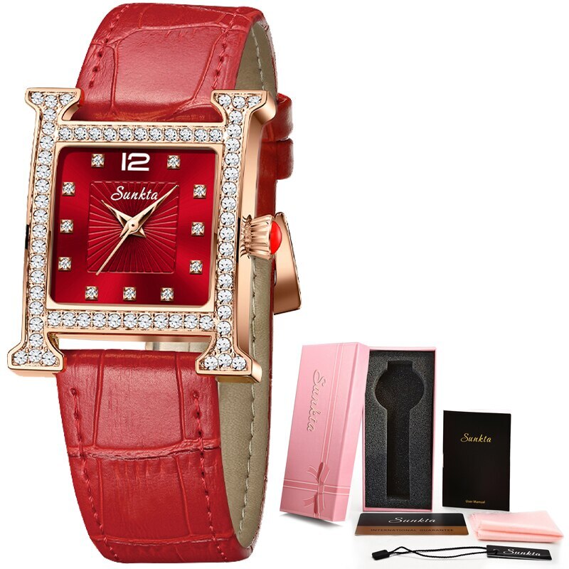 2023 neue Mode Damenuhren, Mode Leder Quarzuhr, TOP Marke Luxus Zifferblatt Einfache Rose Gold