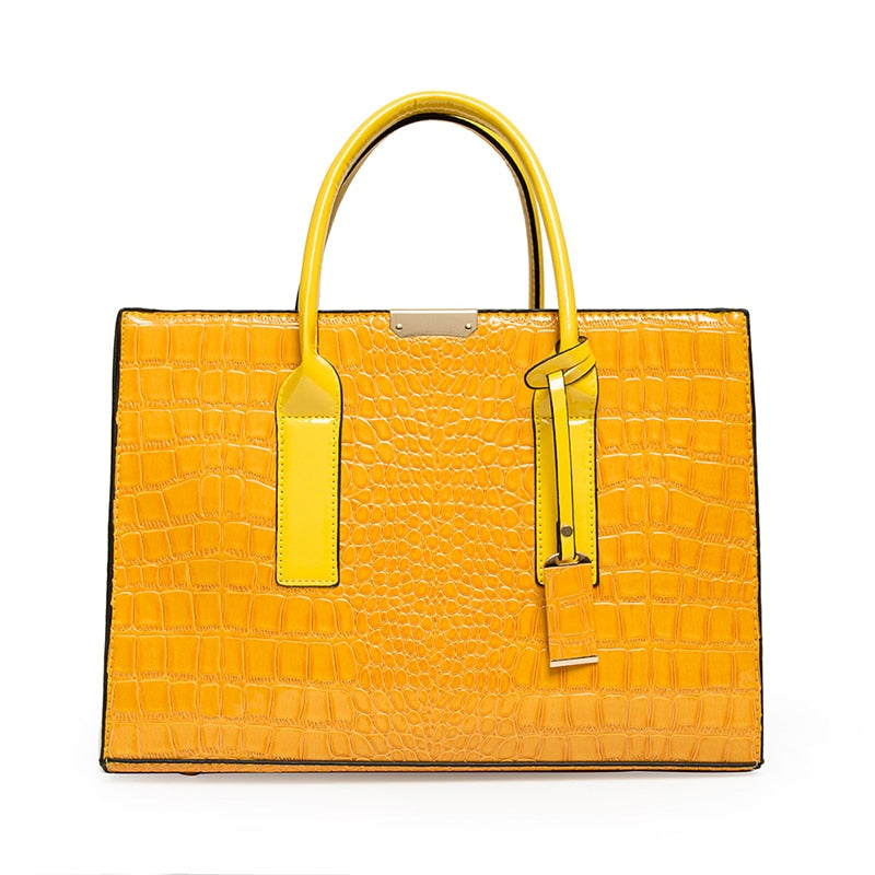 Luxus Damen Ledertaschen, Designer Krokodil Muster Schulter Tasche