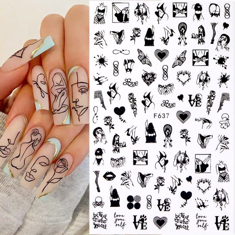 1PCS 3D Nagelzubehör, Maniküre-Nagelteile, Nageldekoration mit Liebes-Herz Aufkleber