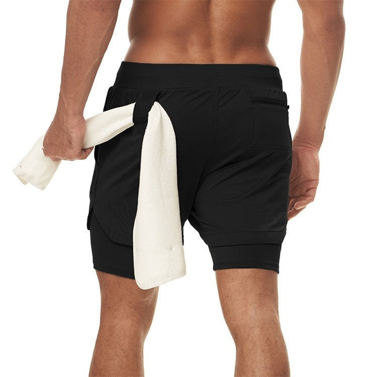 Herren 2 In 1 Schnell Trocknend Laufshorts, Gym Fitness Jogging Kurze Hosen, Männer Sommershorts