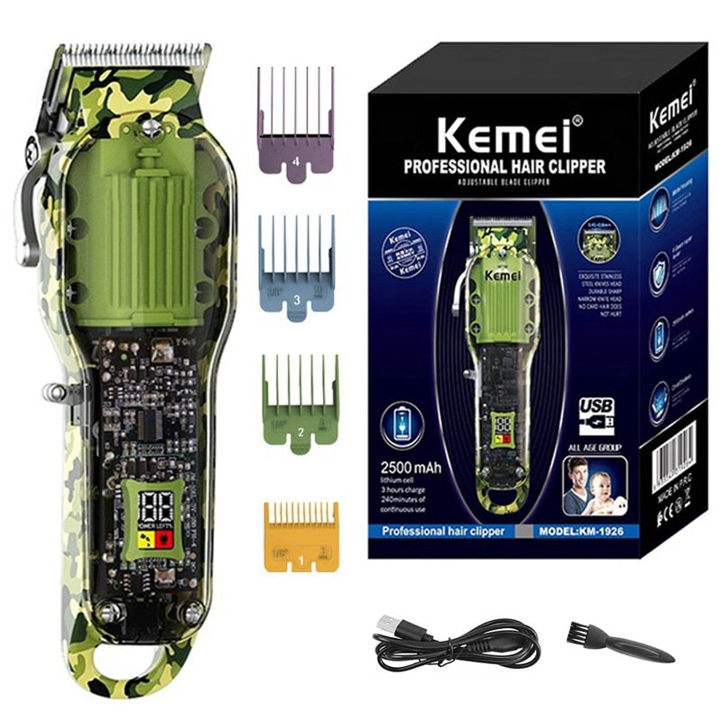 Kemei Professioneller Haarschneider, verstellbarer Haarschneider für Männer, kabel- und schnurlos, elektrische Bart-Haarschneidemaschine, wiederaufladbar