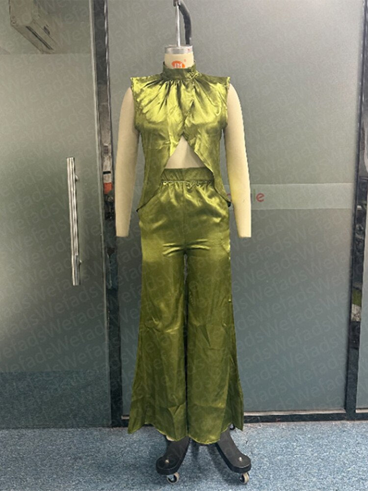 Mode hohe Taille Flare Hosen Set mit breiten Bein