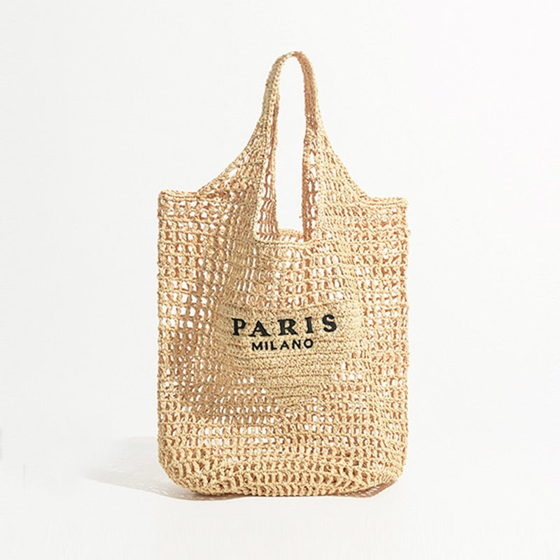 Luxus Design Frauen Geflochtene Bast Stroh Tasche Große Kapazität, Sommer Strandurlaub Schultertasche