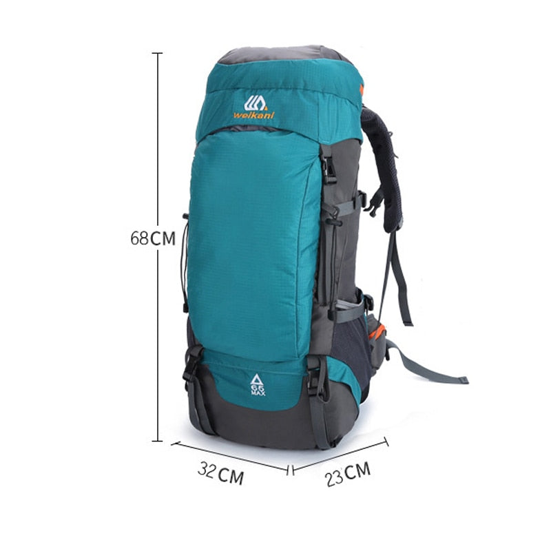 65L Camping Rücksack Große Kapazität, Outdoor Wasserdichte Rücksachtasche für Bergsteiger