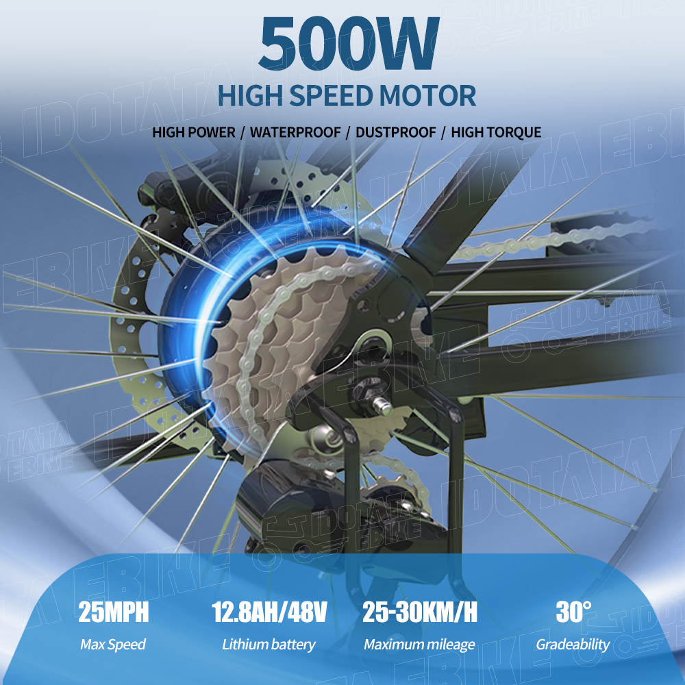 S26 Elektrofahrrad 48V 12,8 Ah Lithiumbatterie 500 W, Erwachsenes Berg-Elektrofahrrad 21 Geschwindigkeiten, 36 V 24 MPH Fahrrad 26 Zoll E-Bike