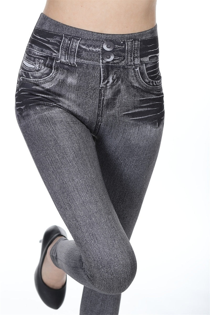 Push-Up Nahtlose Hohe Taille Warme Jeans Leggings für Herbst und Winter, Elastische Samt Jeggings Hosen