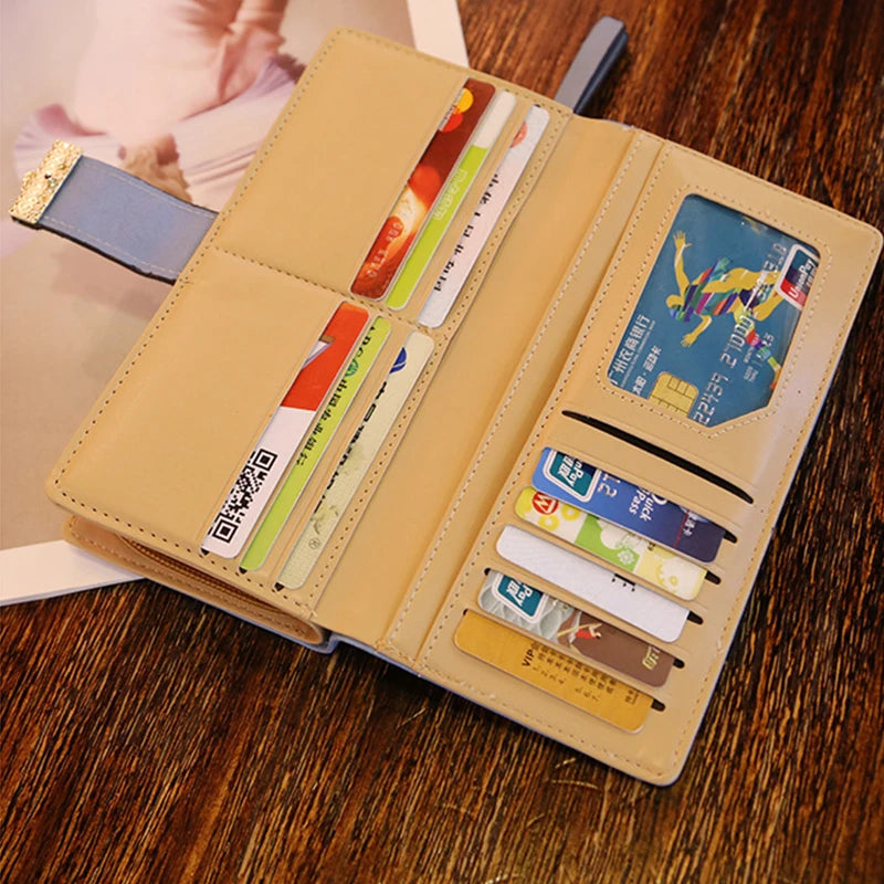 Ladies Fashion Wallet PU Leather Phone Purse Female Hollow Leaves Pouch Clutch Handbag For Women Coin Card Holders Long Wallets