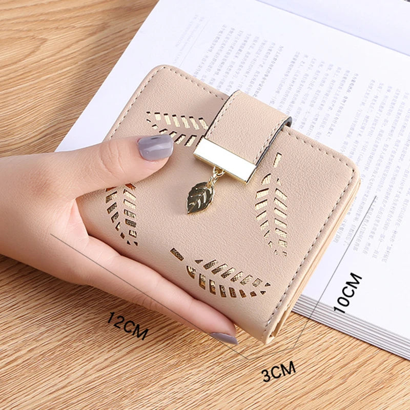Ladies Fashion Wallet PU Leather Phone Purse Female Hollow Leaves Pouch Clutch Handbag For Women Coin Card Holders Long Wallets
