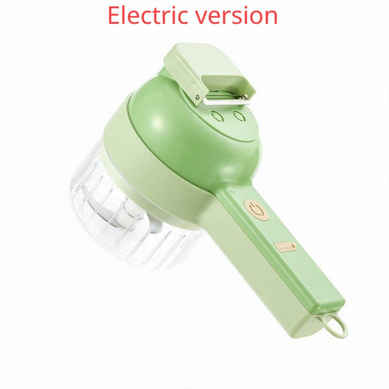4in1 Multifunktionale Elektrische Gemüseschneider, Slicer, Knoblauch Schlammstampfer, Chopper, Schneiden, Drücken ...