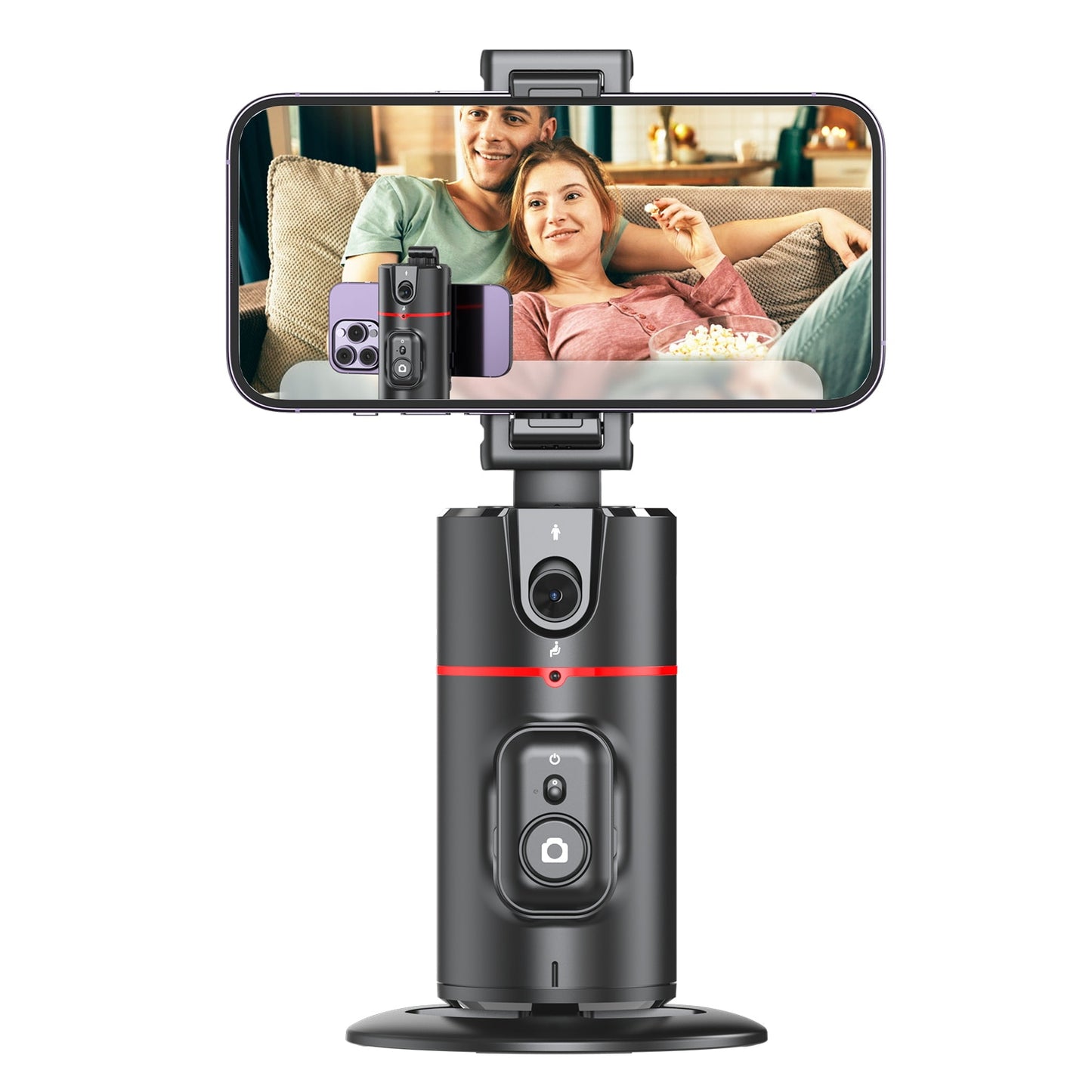 Selfie-Stick mit Stabilisator, automatische Gesichtsverfolgung, abnehmbarer Telefonclip, kabelloser Selfie-Stick