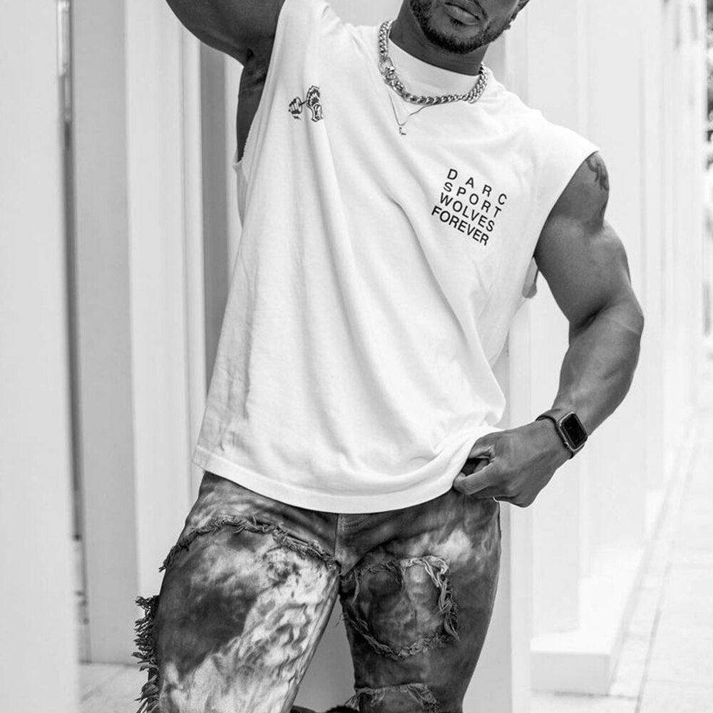 Modisches ärmelloses T-Shirt für Herren, Workout-Tank-Weste, lässige Sportwesten