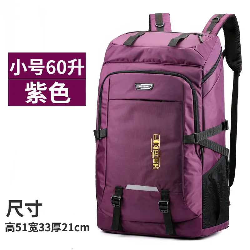 60L 80L Hiking Camping Backpack Nylon Waterproof Large Capacity Luggage Rucksack Men Women Outdoor Climbing Travel Sports Bag
