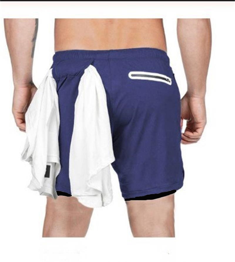 Herren 2 In 1 Schnell Trocknend Laufshorts, Gym Fitness Jogging Kurze Hosen, Männer Sommershorts