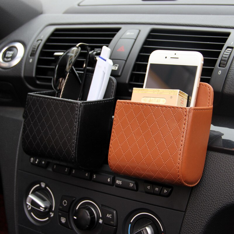 1pc Auto Lagerung Organizer Box, Tasche Air Vent Dashboard, Leder Telefonhalter für Auto
