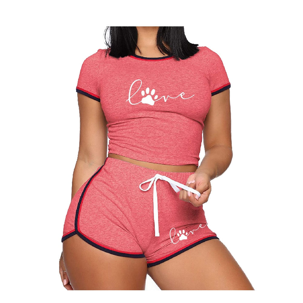 2-teilige Shorts-Sets für Damen-Outfits, kurzärmelige Trainingskleidung, Sportbekleidung für den Sommer