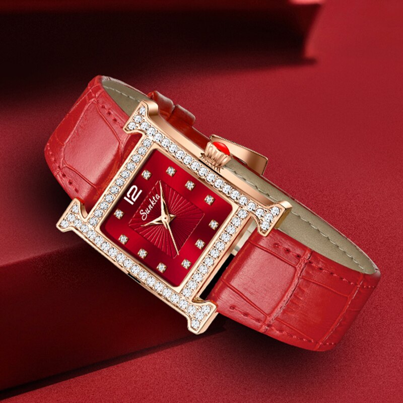 2023 neue Mode Damenuhren, Mode Leder Quarzuhr, TOP Marke Luxus Zifferblatt Einfache Rose Gold