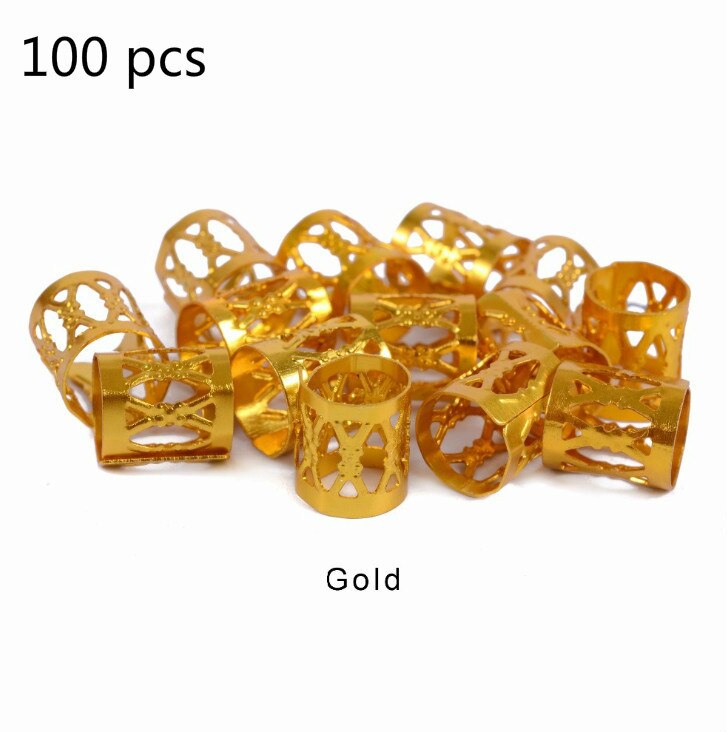50–200 Stück afrikanische Haarringe Manschetten, Zöpfe Schmuck Dekoration Zubehör Gold Silber Perlen