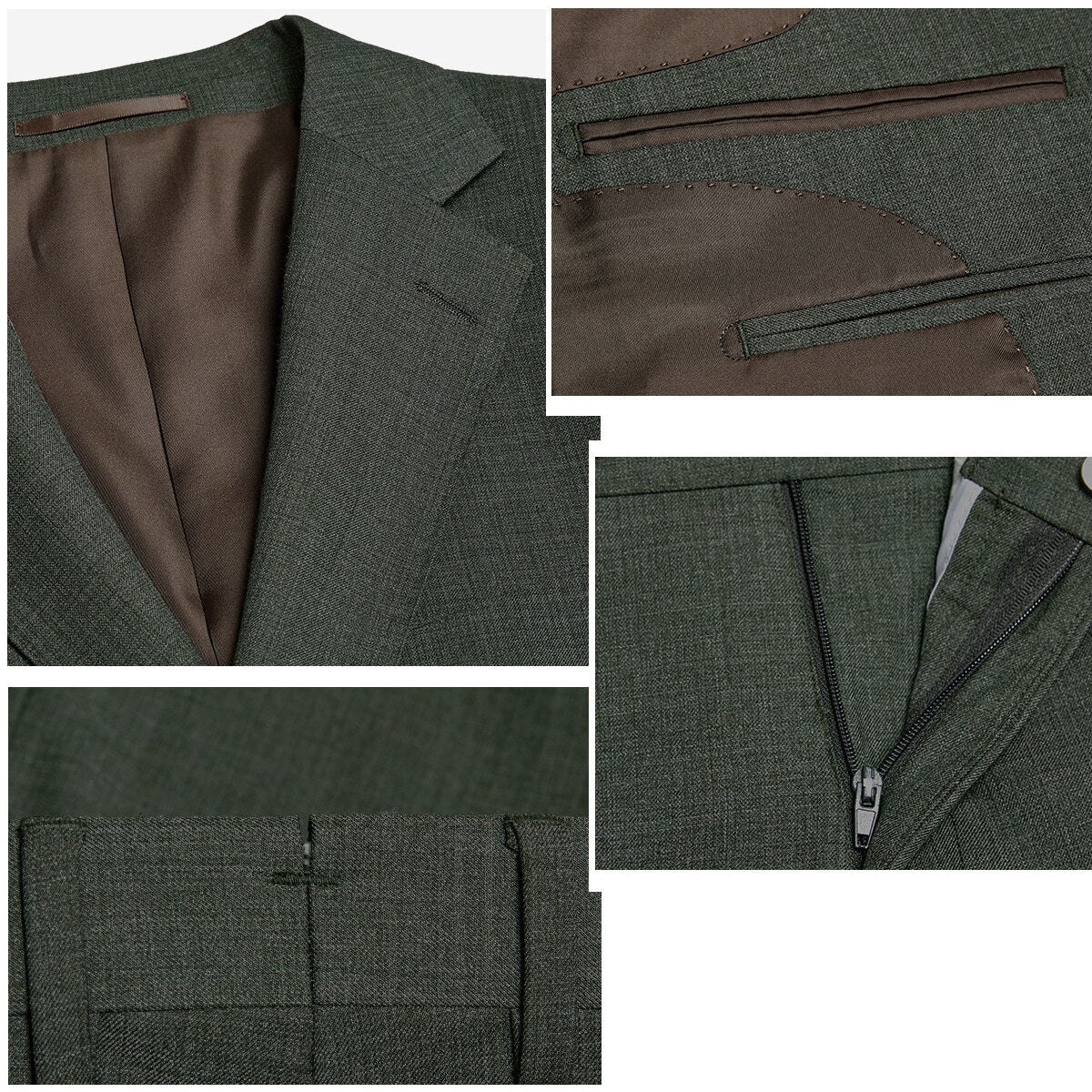 Echter Luxus Herrenanzug, italienisches Casual-Slim-Fit-Hochzeitskleid, Herren-Graugrün, Senator-Kleid