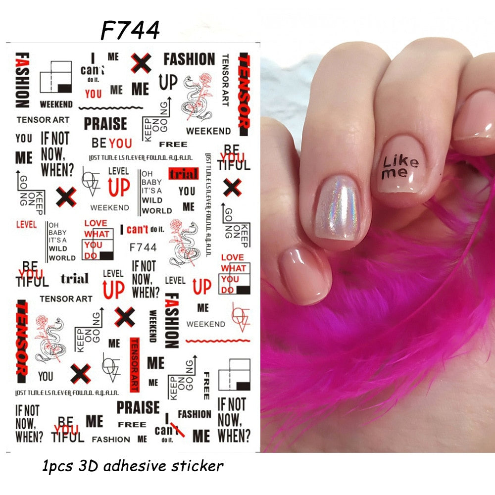 1PCS 3D Nagelzubehör, Maniküre-Nagelteile, Nageldekoration mit Liebes-Herz Aufkleber