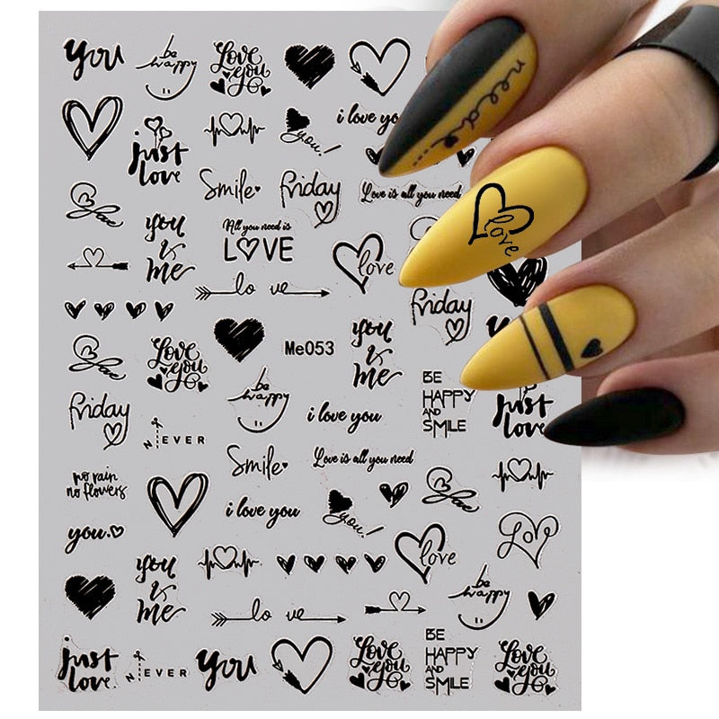 1PCS 3D Nagelzubehör, Maniküre-Nagelteile, Nageldekoration mit Liebes-Herz Aufkleber