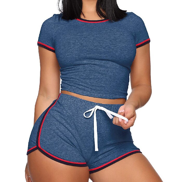 2-teilige Shorts-Sets für Damen-Outfits, kurzärmelige Trainingskleidung, Sportbekleidung für den Sommer