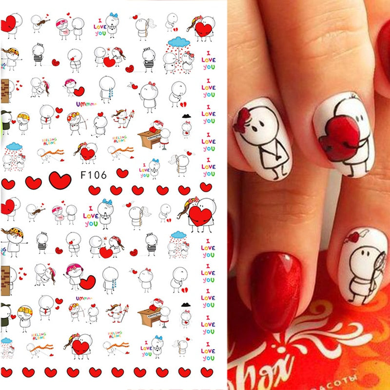 1PCS 3D Nagelzubehör, Maniküre-Nagelteile, Nageldekoration mit Liebes-Herz Aufkleber