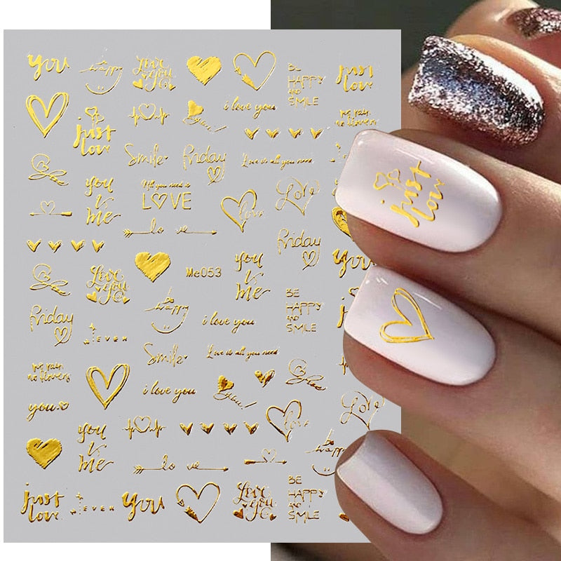 1PCS 3D Nagelzubehör, Maniküre-Nagelteile, Nageldekoration mit Liebes-Herz Aufkleber