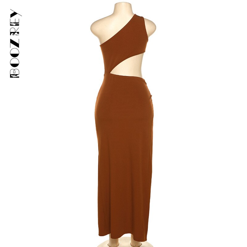 Solides, lässiges, schulterfreies Minikleid für Damen, schräges Kragen-ärmelloses, aushöhlendes kurzes Party Sommerkleid