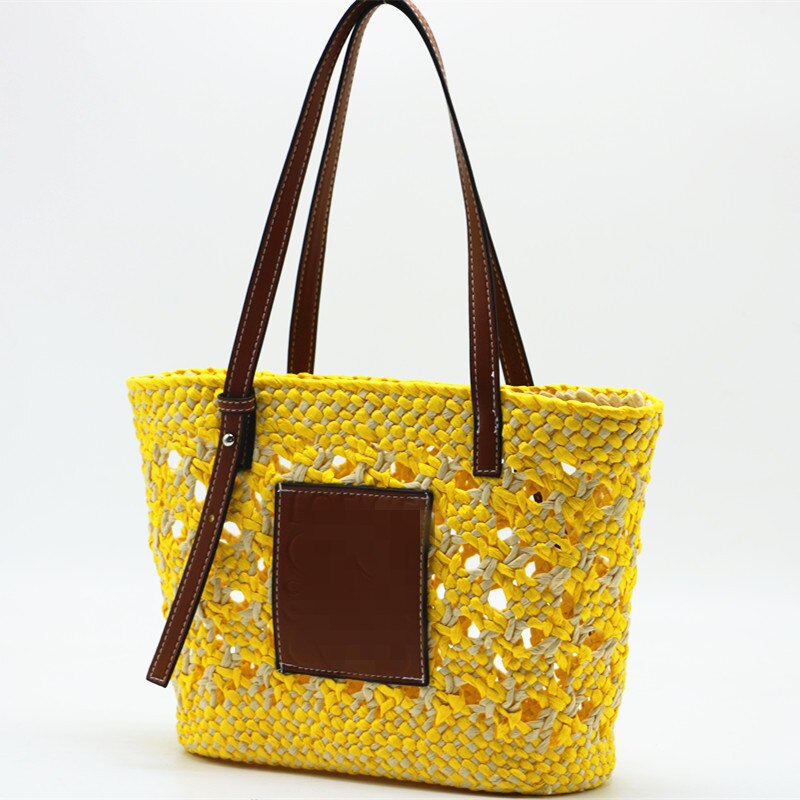 Luxus Design Handgewebte Damentaschen, Sommer Hohl Geflochtene Strand Schultertasche, Große Kapazität