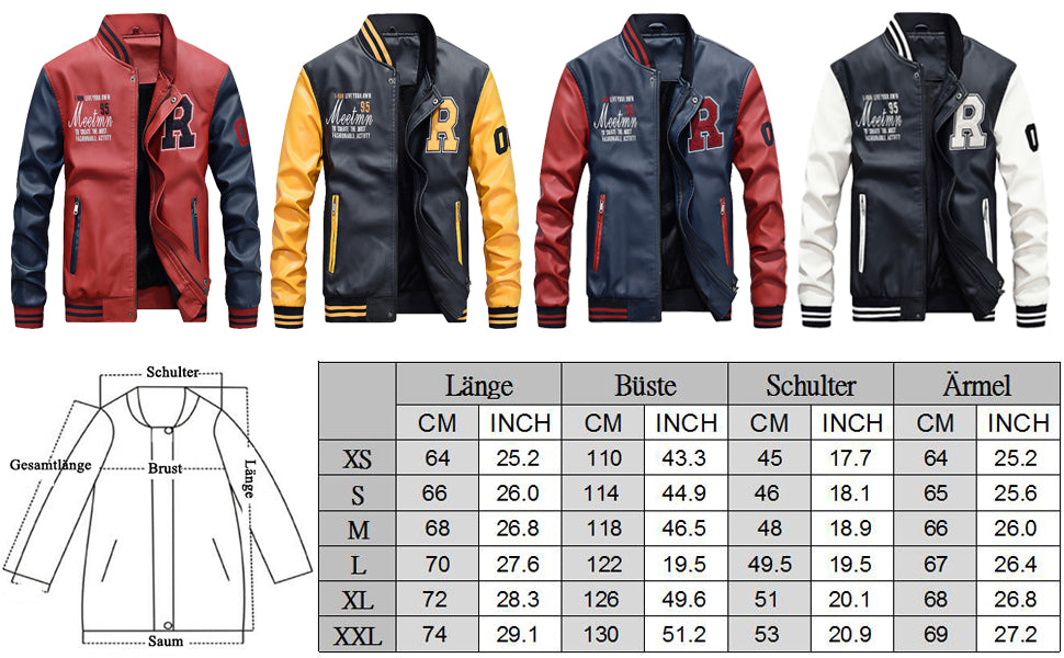Herren Bomberjacke, Männer Leder- und Baseballjacken / Biker