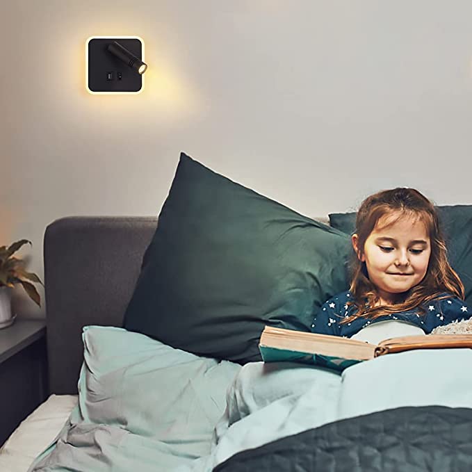 Moderne Bettlampe Innenwandlampe mit USB-Aufladung, Dekoration für Schlafzimmer, Lesebeleuchtung Hotelkopfteil 3W LED-Wandleuchte