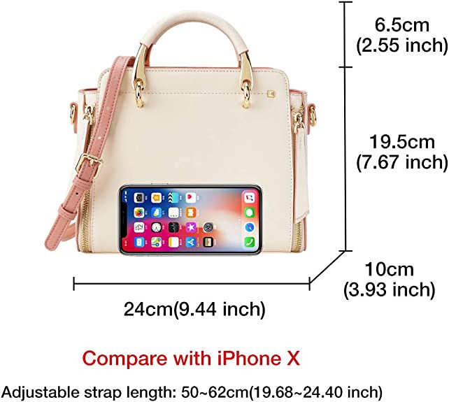Foxer Lederhandtaschen für Frauen, Echtes Leder Damen Top-Griff Taschen mit Verstellbarem Schultergurt