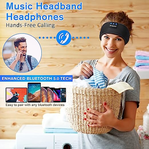Bluetooth-Schlafkopfhörer, Sport-Stirnband, kabellosen Musik-Kopfhörer, Augenmaske für Seitenschläfer