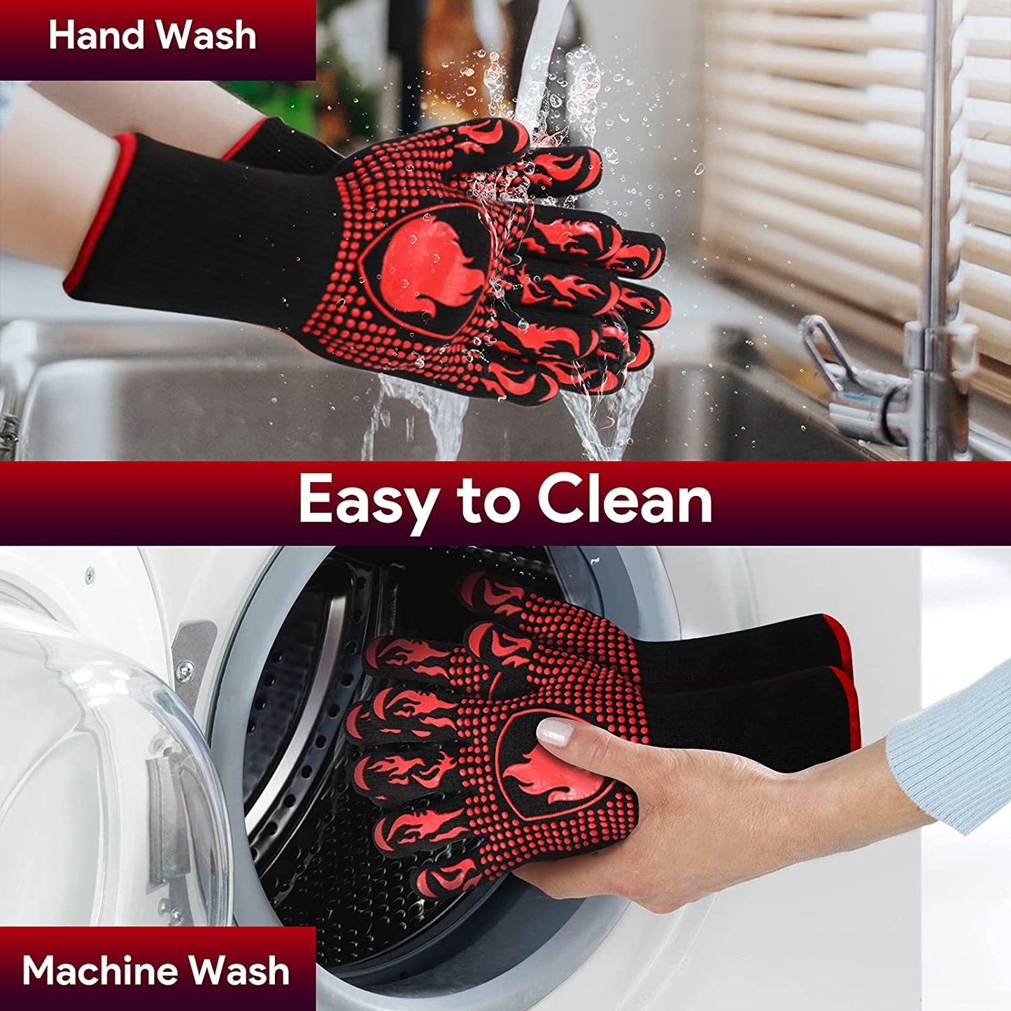 2 Stück Küche Hitzebeständige Handschuhe, Ofenhandschuhe Silikonhandschuhe