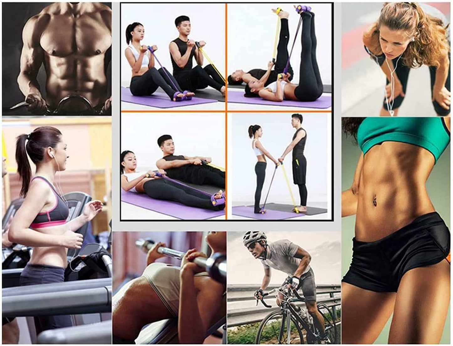 4 widerstandsfähige elastische Zugseile, Exerciser Rower Belly, Resistance Band Home Gym Sport Training Elastic Bands