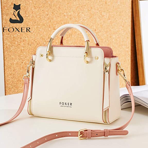 Foxer Lederhandtaschen für Frauen, Echtes Leder Damen Top-Griff Taschen mit Verstellbarem Schultergurt