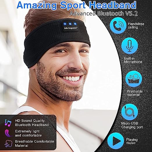 Bluetooth-Schlafkopfhörer, Sport-Stirnband, kabellosen Musik-Kopfhörer, Augenmaske für Seitenschläfer